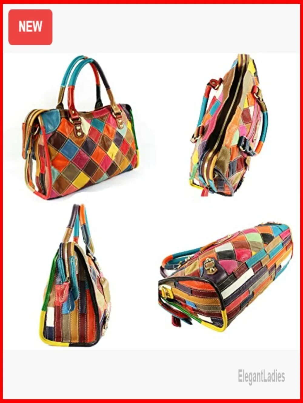 Genuine Leather Hobo Tote Bag with 8 Pockets, Adjustable Strap, Travel Purse
